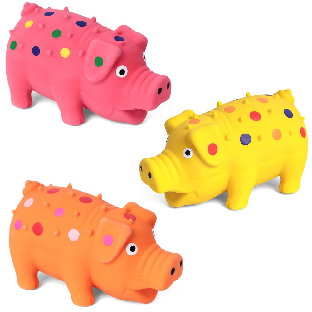 Jouet POPLAY cochon siffleur jaune pour chien, divertissement sonore et stimulation mentale.