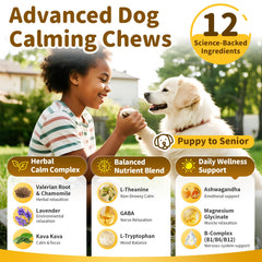 POPPAW bouchées calmantes pour chien, formulation 12-en-1, soutien relaxant.