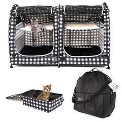 Mispace porayhut cage-chat à deux compartiments assemblée, espace spacieux et pratique.