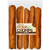 Pork Chomps rouleau peau porc roti 8 pouces, croquant durable pour chiens.