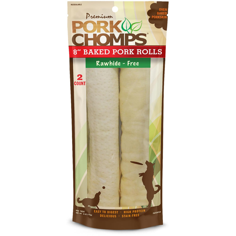 Pork Chomps Rouleaux porc 8 pouces: croquant durable pour chiens.