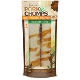 Pork Chomps rouleaux porc-poulet 8 pouces, vue rapprochée pour une mastication longue