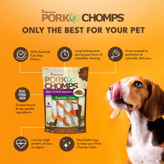 Pork Chomps sans cuir, option sans cuir pour chiens actifs.