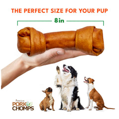 Pork Chomps taille adaptée pour chiens moyens et grands.