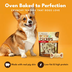 Pork Chomps texture croquante révélant une mastication satisfaisante pour les chiens
