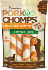 Pork Chomps torsades peau porc 6 pouces, friandise longue durée pour chien.