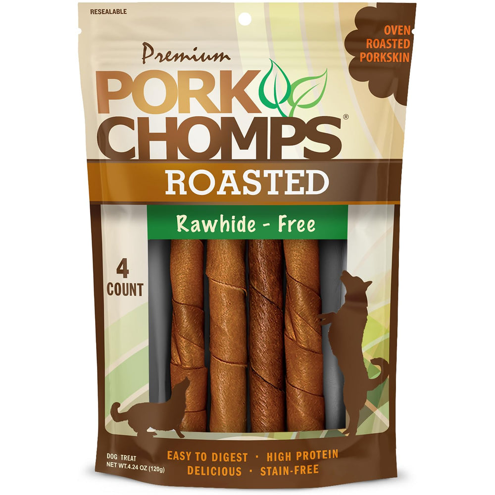 Pork Chomps torsades 15 cm en peau de porc roti, recompense durable pour chiens