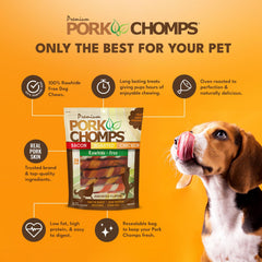 Pork Chomps torsades porc saveur poulet, croquant naturel et plaisir sain.