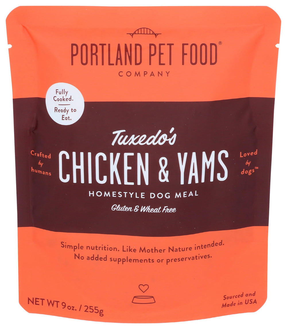 Portland Pet Food Company Tuxedos Poulet-Yams: sachet repas prêt à servir.