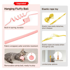 Potaroma balle peluche suspendue avec cloche rose, attirer l’attention du chat.