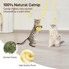 Potaroma jouet teaser suspendu jaune, jeu autonome pour chats actifs.