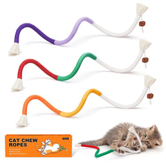 Potaroma jouets mordeurs chat corde 3 pièces pour dentition et jeu actif.