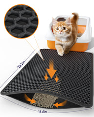 Powools tapis-litière-chat-double-couche-bas: dessous anti-glisse et facile à nettoyer