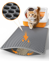 Powools Tapis Litière Chat, vue haute, double couches retiennent les grains.