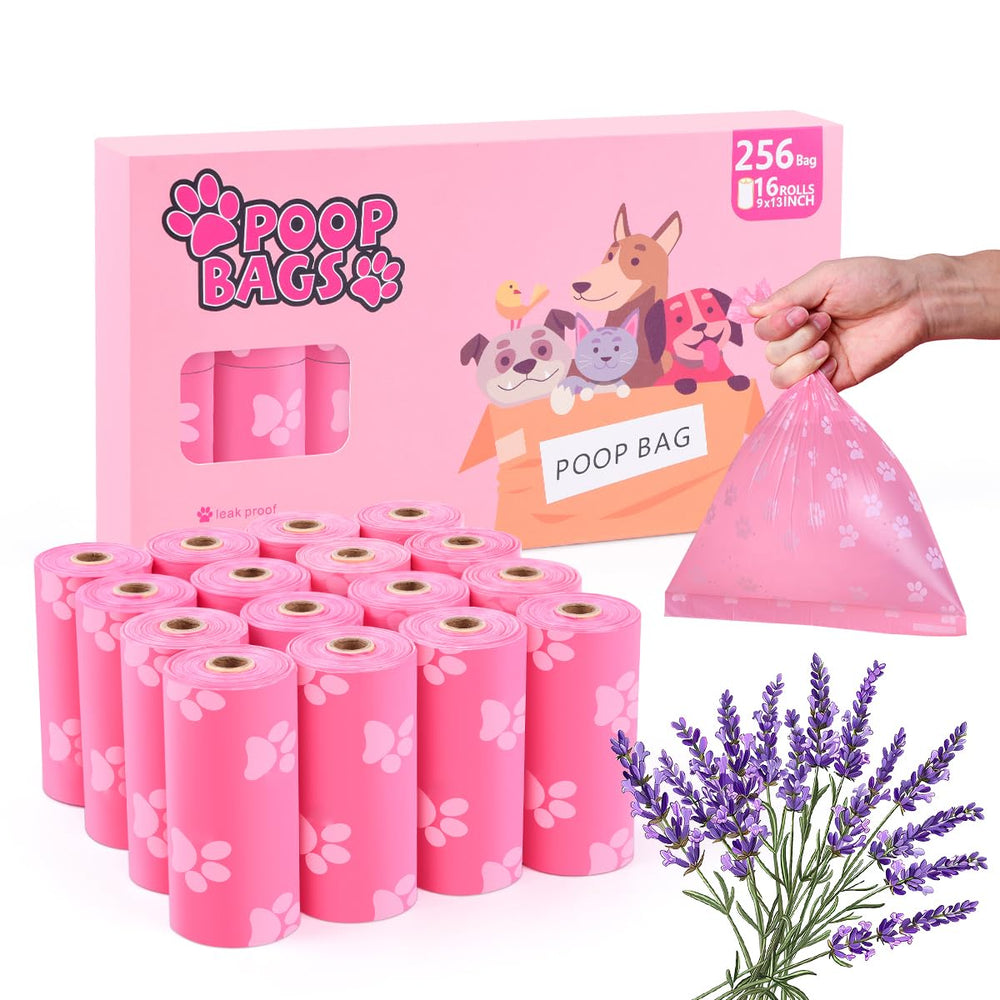 PPEIWASTE sacs crottes 256 rouleaux rose, parfait pour les promenades quotidiennes.