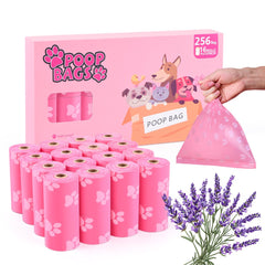 PPEIWASTE sacs crottes 256 rouleaux rose, parfait pour les promenades quotidiennes.