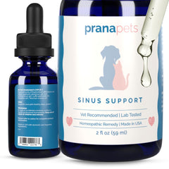 PranaPets Sinus Support – bouteille-gouttes, soutien nasal naturel pour chiens et chats.