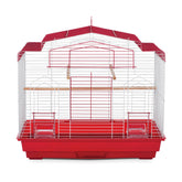 Cage Prevue Pet Barn Style rouge, idéale pour oiseaux domestiques en intérieur.