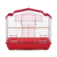 Cage Prevue Pet Barn Style rouge, idéale pour oiseaux domestiques en intérieur.