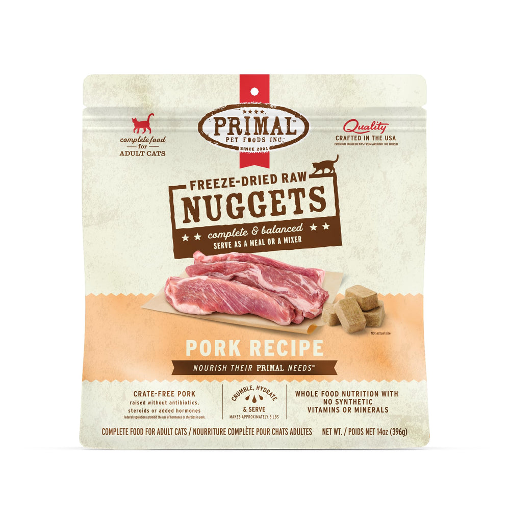 Primal Nuggets porc cru lyophilisé pour chat – protéines élevées et digestibilité