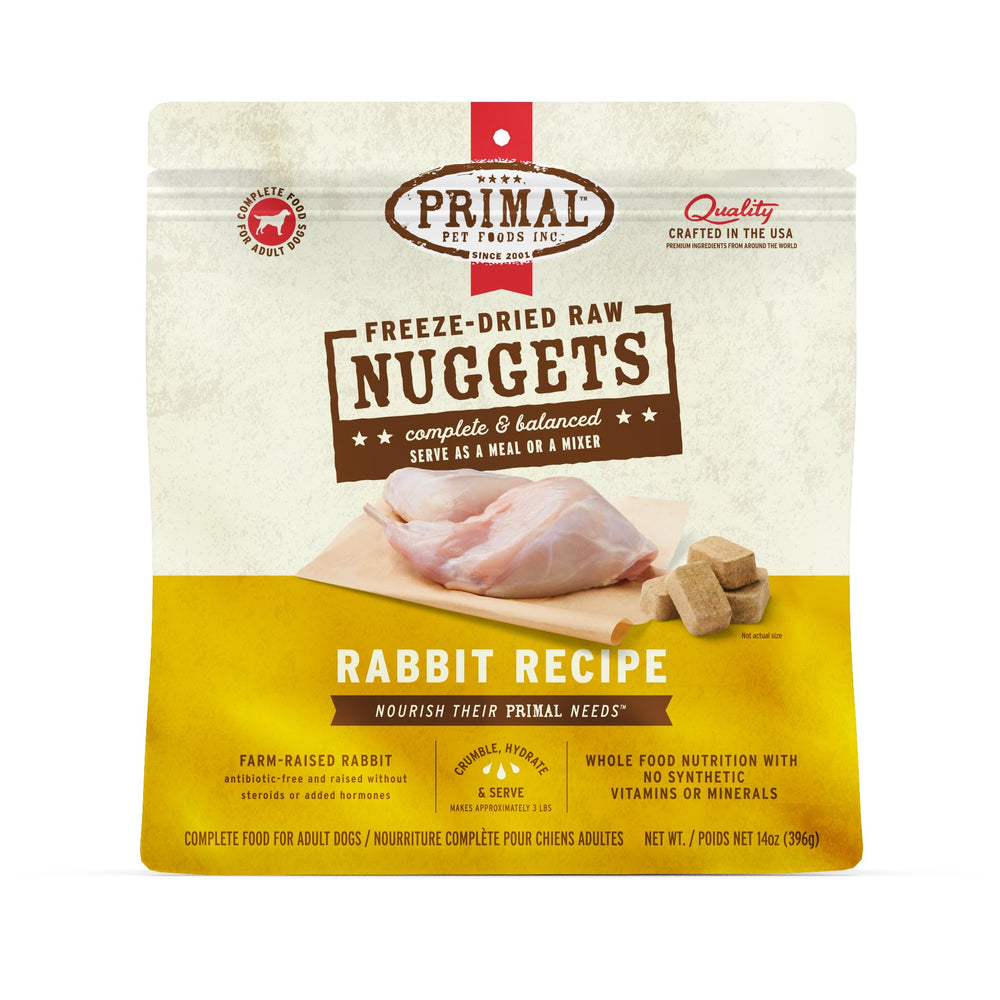 Nuggets Primal au lapin, vue générale prête à nourrir