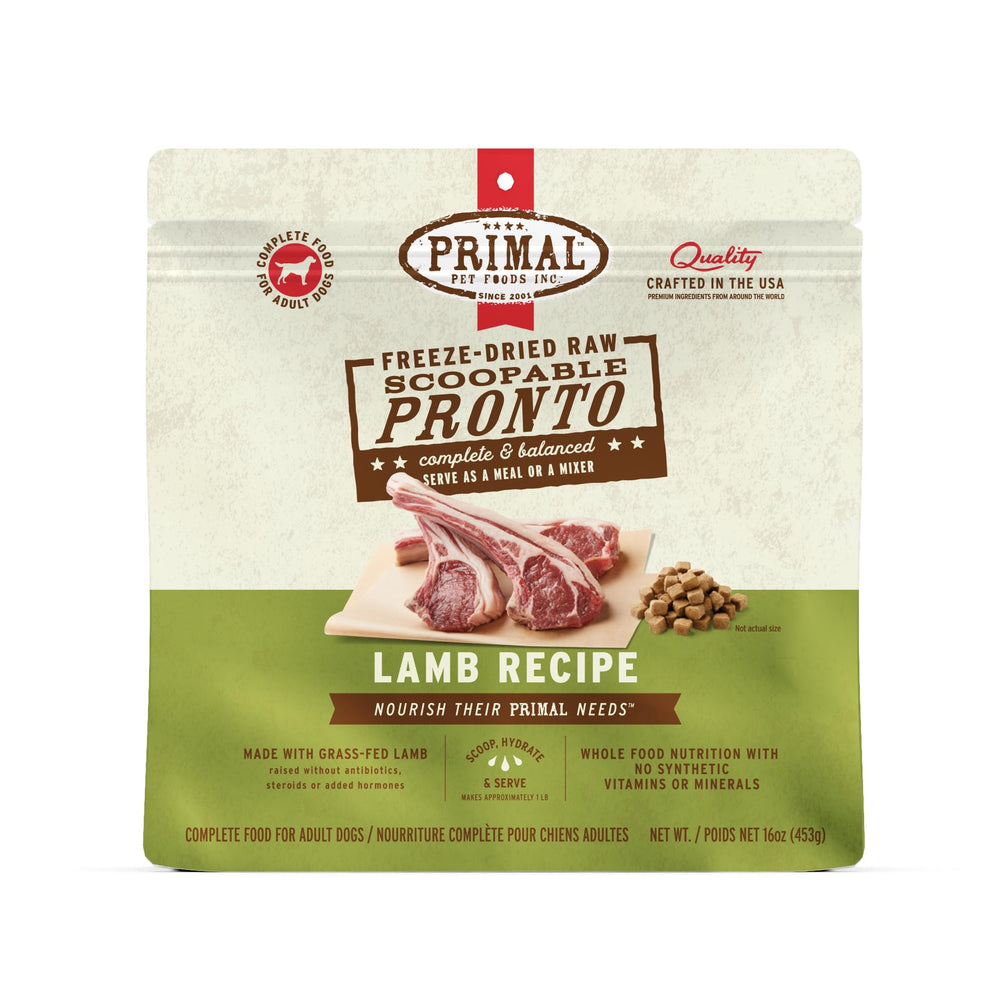 Primal Pet Foods Pronto Mini Nuggets agneau – pelle-servir, repas pratique et protéiné