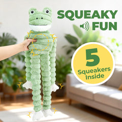 Jouet grenouille Prime Pets 4 pattes avec papier crinkle et sons amusants.