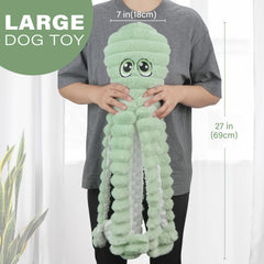 Pieuvre Prime Pets avec sifflet et crinkle, stimulation du jeu.