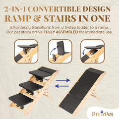 PRIORPET Rampe chien bois naturel réglable 7 à 20 pouces favorisant le confort