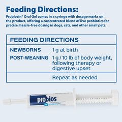 Gel Probios Probiocin pour le soutien digestif des animaux domestiques.