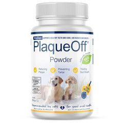 ProDen PlaqueOff emballage 60 g facilite l'hygiène dentaire des chiens et chats.