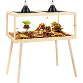 PROLEE terrarium dragon barbu avec pieds en bois, habitat sûr et spacieux.