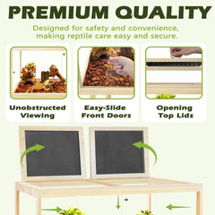 PROLEE terrarium intérieur spacieux sur pieds de 60 cm pour confort.