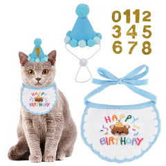 PTDECOR chapeau bleu pour chat avec chiffres, idéal pour des souvenirs festifs.