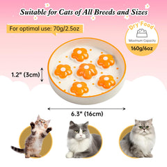 PTOBER bol chat céramique lent, plateau large, offre espace pour moustaches confortables.