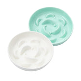 PTOBER ensemble bols chats lents en céramique, design blanc et vert pour des repas plus calmes.