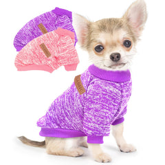 Pull-chien-petit-taille-ensemble-2-pieces-rose-violet, vue face, chaleur douce