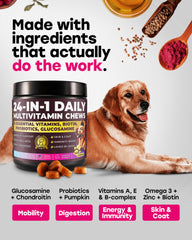Pup Choice 24-en-1 glucosamine pour articulations et mobilité.