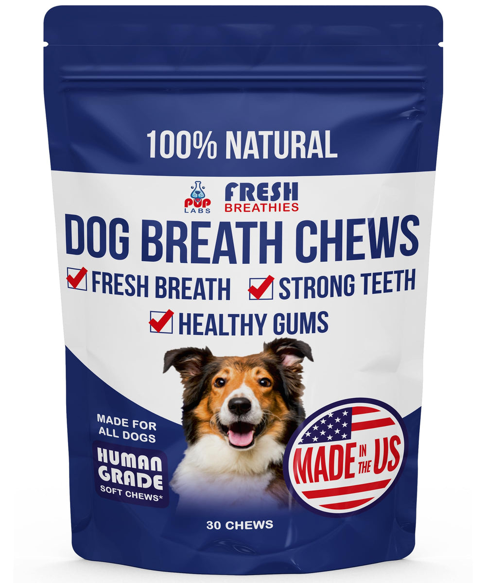 Pup Labs Fresh Breathies emballage prêt à offrir une haleine plus fraîche.