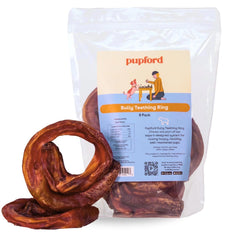 Pupford anneaux à mâcher boeuf naturel pour une mastication durable.