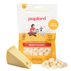 Pupford Cheese Crunchies dans le paquet, récompense pratique pour votre chien.