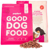 Pupford Good Dog Food, lamb-saumon-seche, prêt à servir pour chiens énergiques.