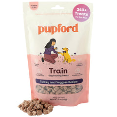 Friandises lyophilisées Pupford dinde et légumes idéales pour entraînement.