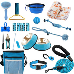 PupLuxe kit démarrage chiot bleu: ensemble complet pour l’apprentissage et les soins.