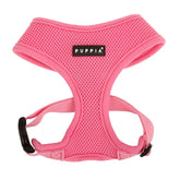 Harnais Puppia doux en mesh rose, respirant et confortable pour les balades quotidiennes.