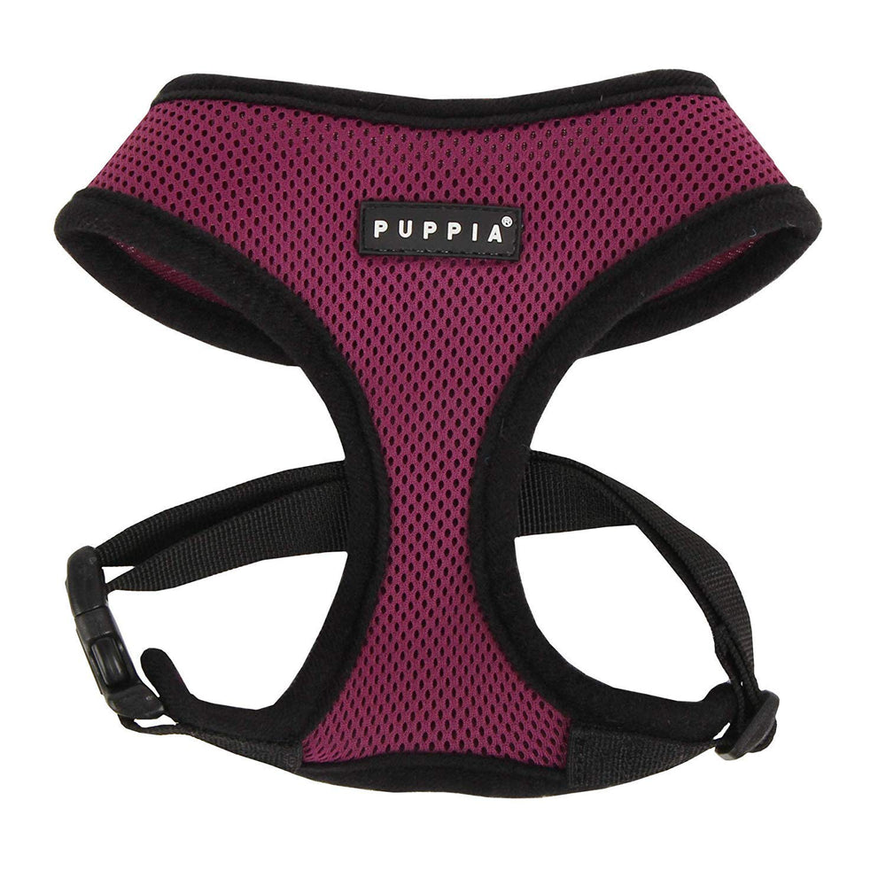 Harnais Puppia doux, triple couche mesh violet, confort optimal pour chien.