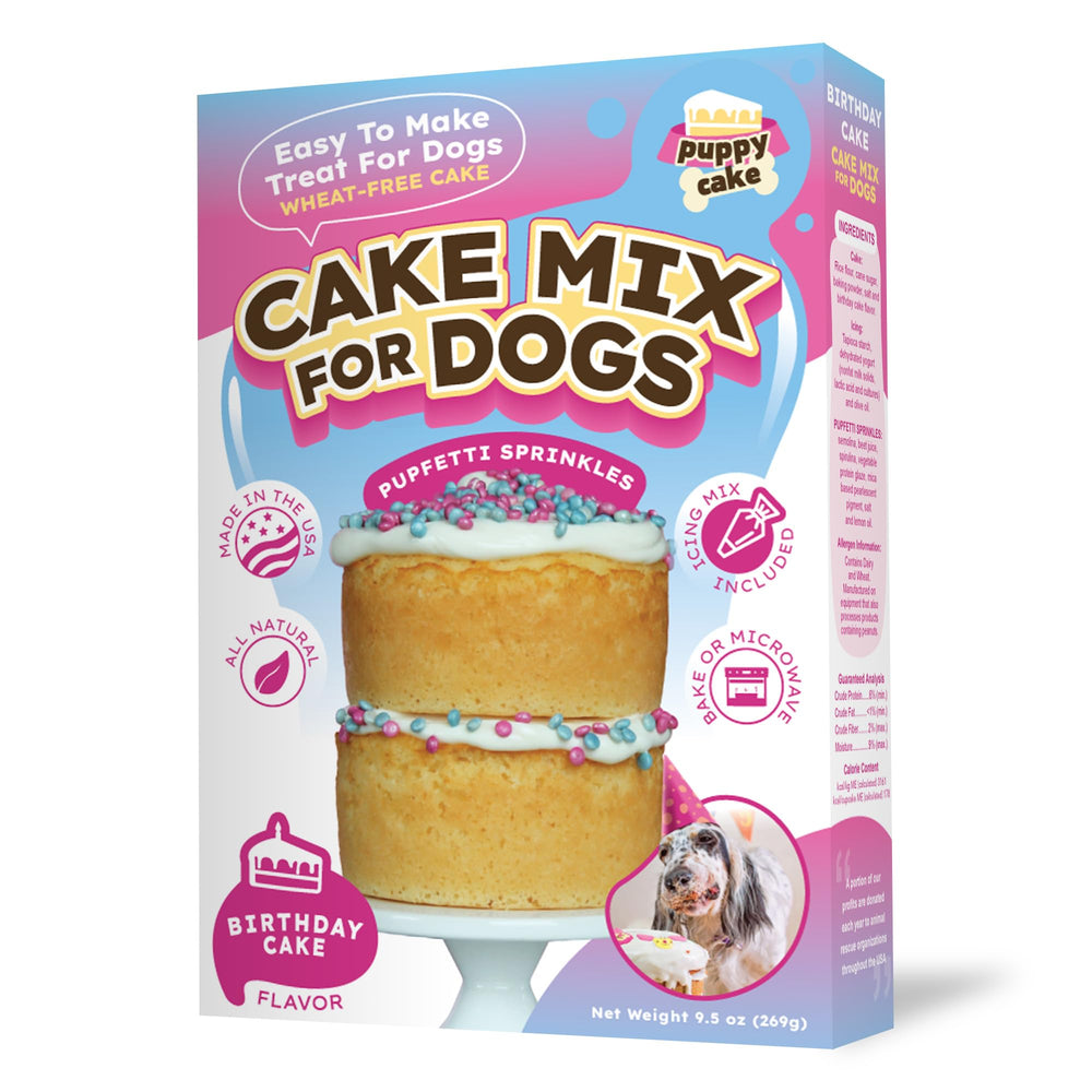 Puppy Cake Gâteau anniversaire chien sans gluten prêt à servir.