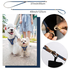 Harnais Puppytie sans étranglement en denim bleu, design sûr.