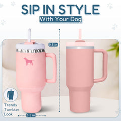 PUPROAR Pup Cup Tumbler rose pêche en action, jouet complet pour chiots