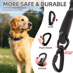 Laisse PUPTECK réfléchissante avec poignée douce et anneau porte-accessoires.